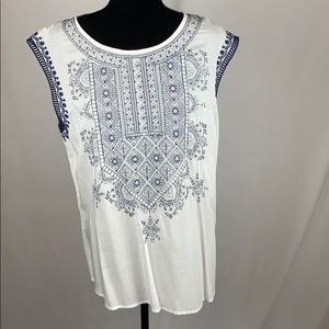 Young Threads White and Navy size Large Blouse